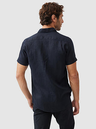 Rodd & Gunn Palm Beach Linen Slim Fit Short Sleeve Shirt, Midnight