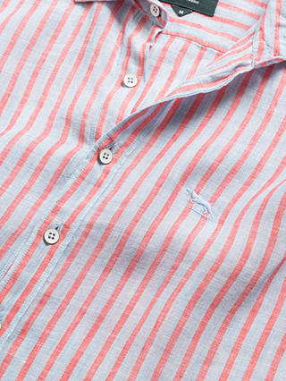 Rodd & Gunn Mclean Park Linen Striped Shirt, Sky Blue/Red