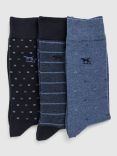 Rodd & Gunn Seafcliff Socks, Pack of 3, Blue Multi