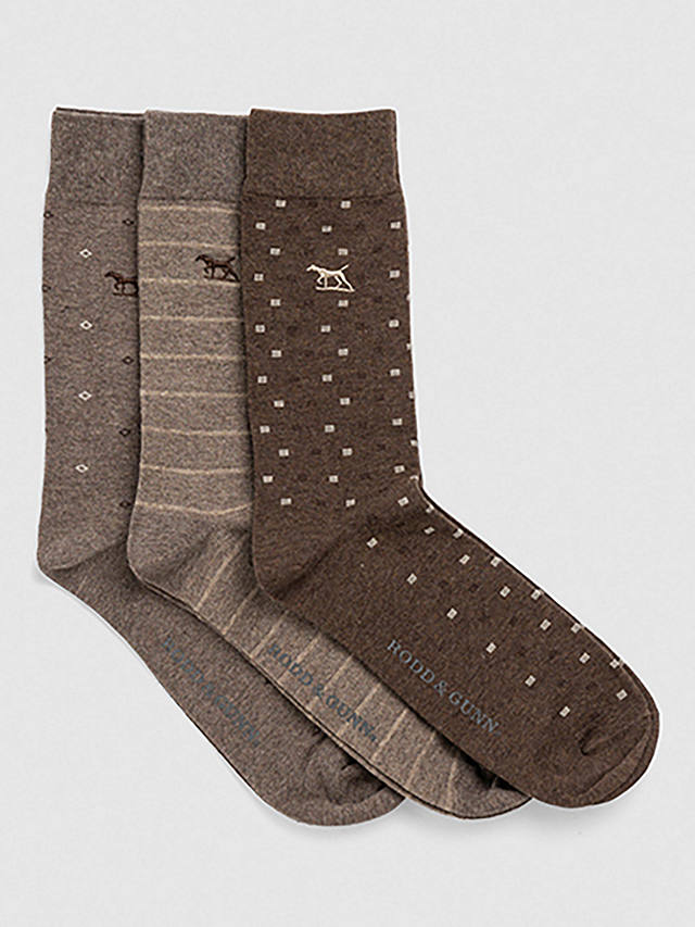 Rodd & Gunn Seafcliff Socks, Pack of 3, Earth Multi