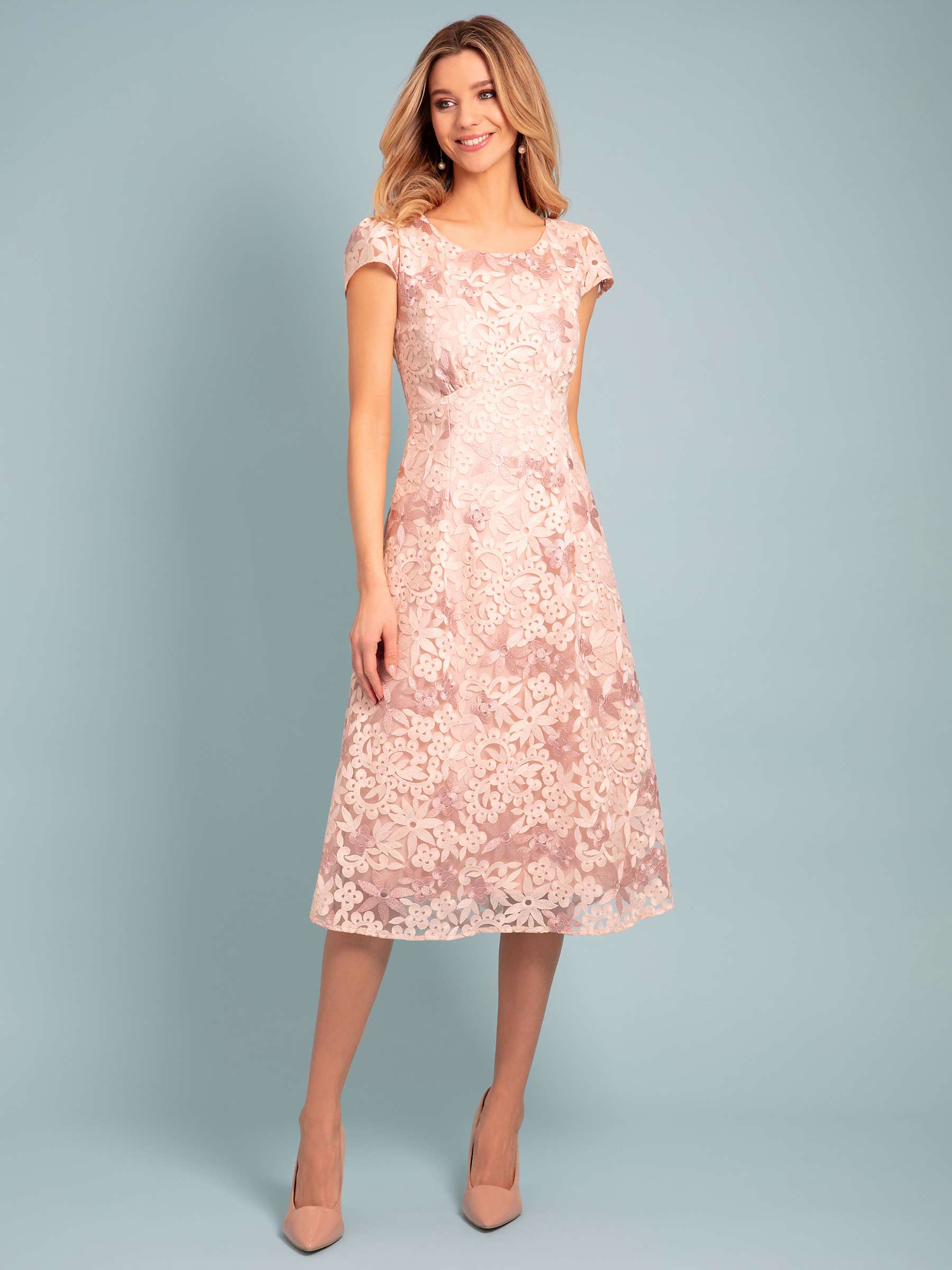 Buy Alie Street Charlotte Lace Midi Dress, Coral Pink Online at johnlewis.com