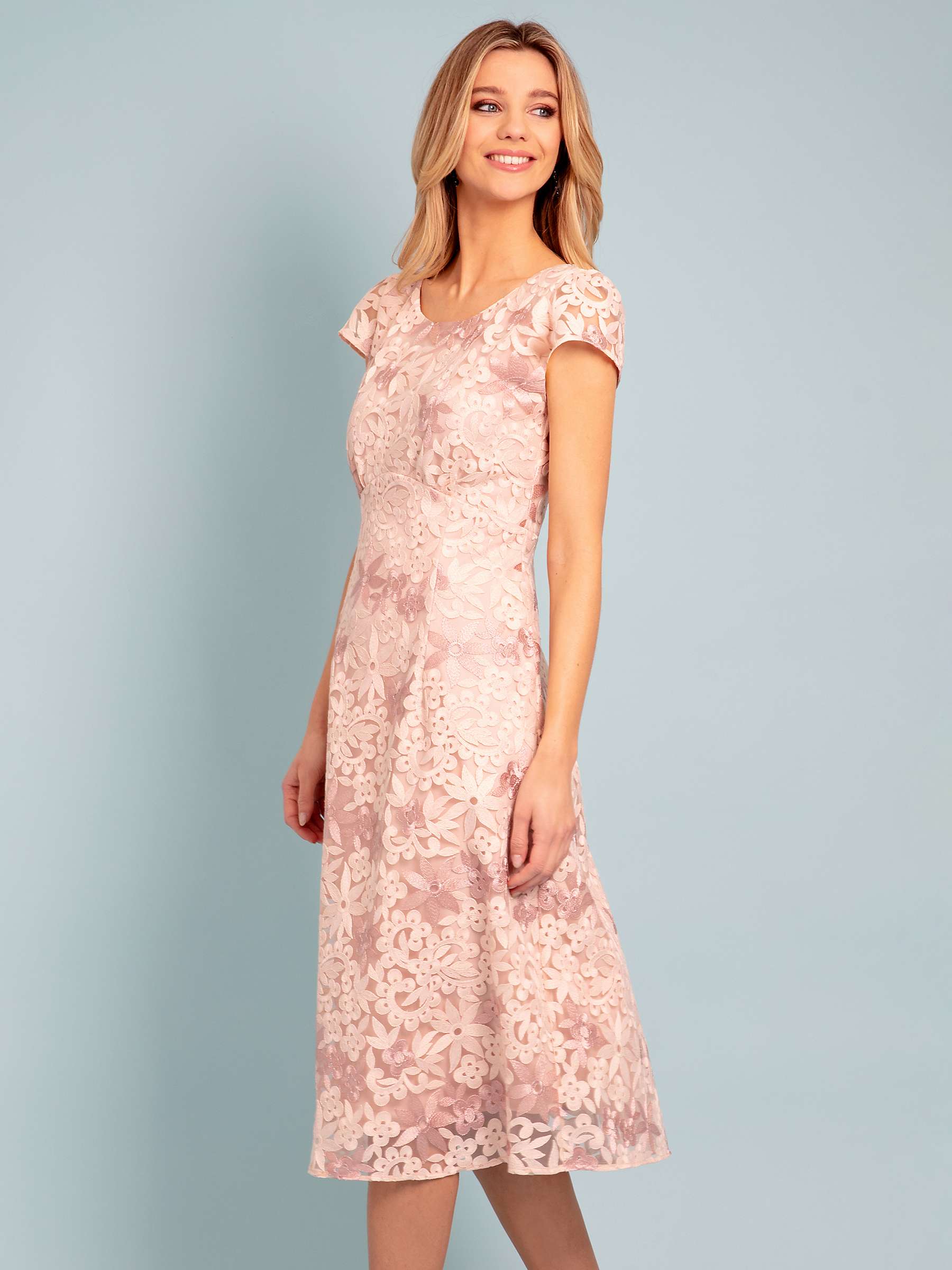 Buy Alie Street Charlotte Lace Midi Dress, Coral Pink Online at johnlewis.com