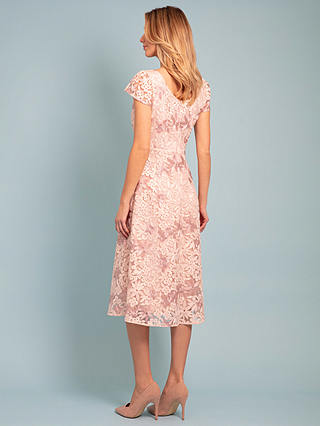 Alie Street Charlotte Lace Midi Dress, Coral Pink