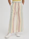 Reiss Kids' Cleo Cotton Linen Blend Stripe Trousers, Multi