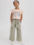 Reiss Kids' Bax Contrast Stitch Cargo Trousers, Khaki