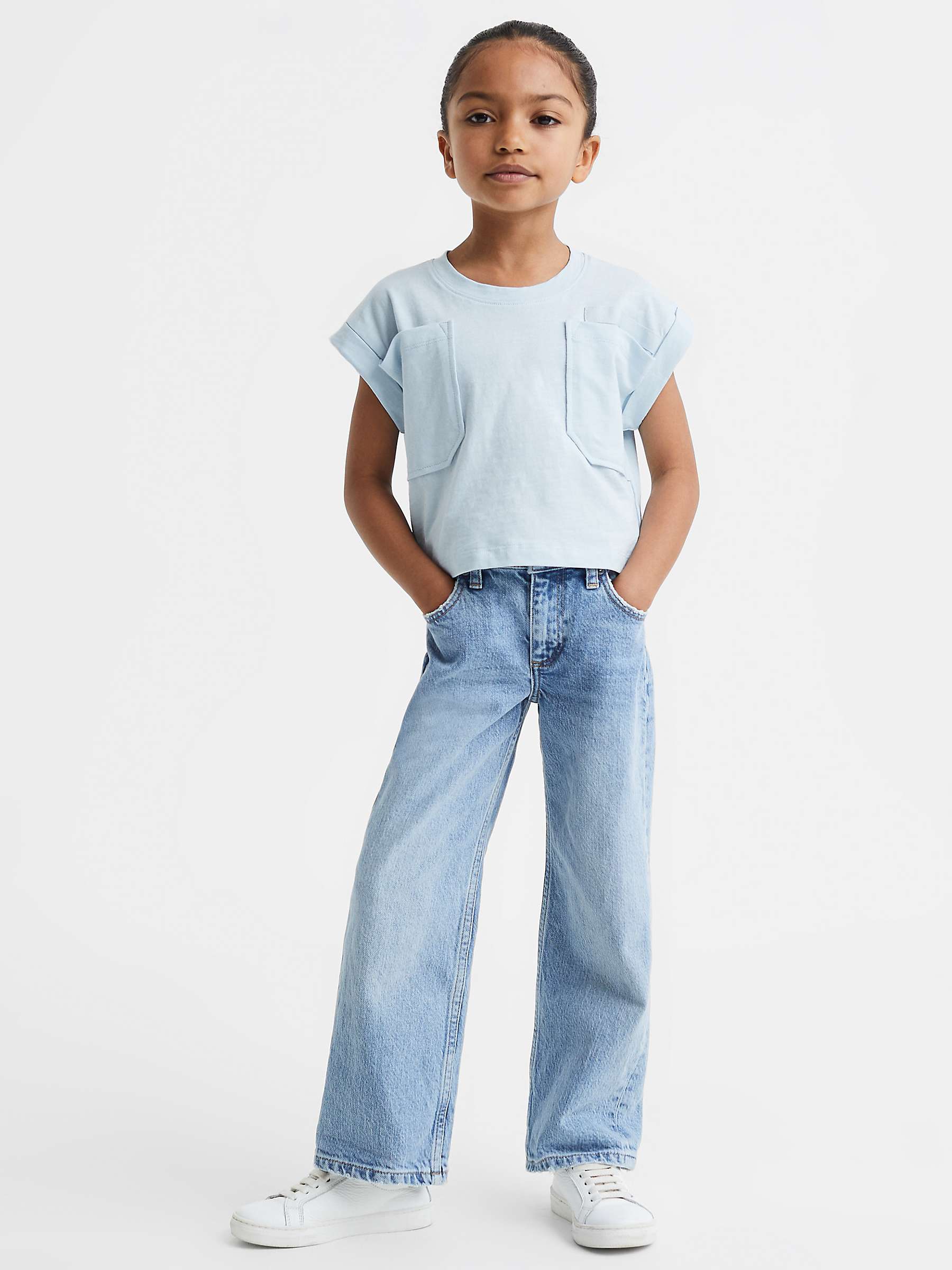 Buy Reiss Kids' Lulu Cropped Pocket Detail T-Shirt, Blue Online at johnlewis.com