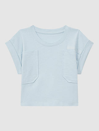 Reiss Kids' Lulu Cropped Pocket Detail T-Shirt, Blue
