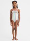 Reiss Kids' Cora Stripe Ruffle Swimsuit, Multi
