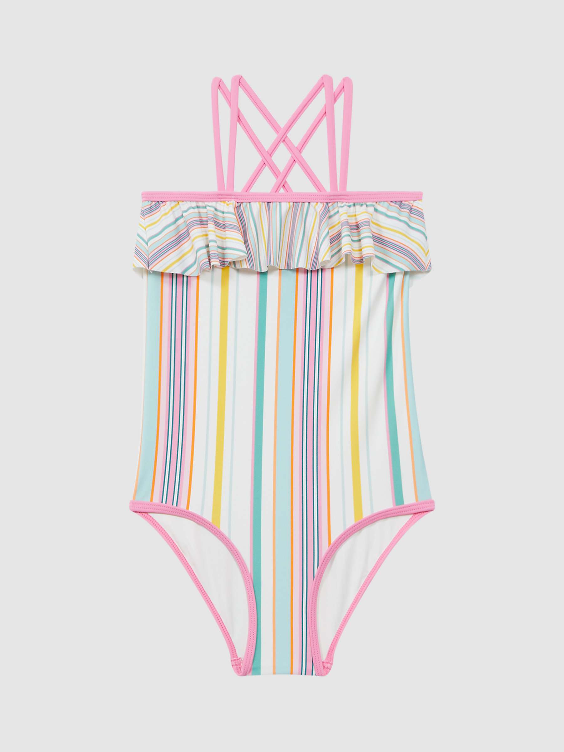 Buy Reiss Kids' Cora Stripe Ruffle Swimsuit, Multi Online at johnlewis.com
