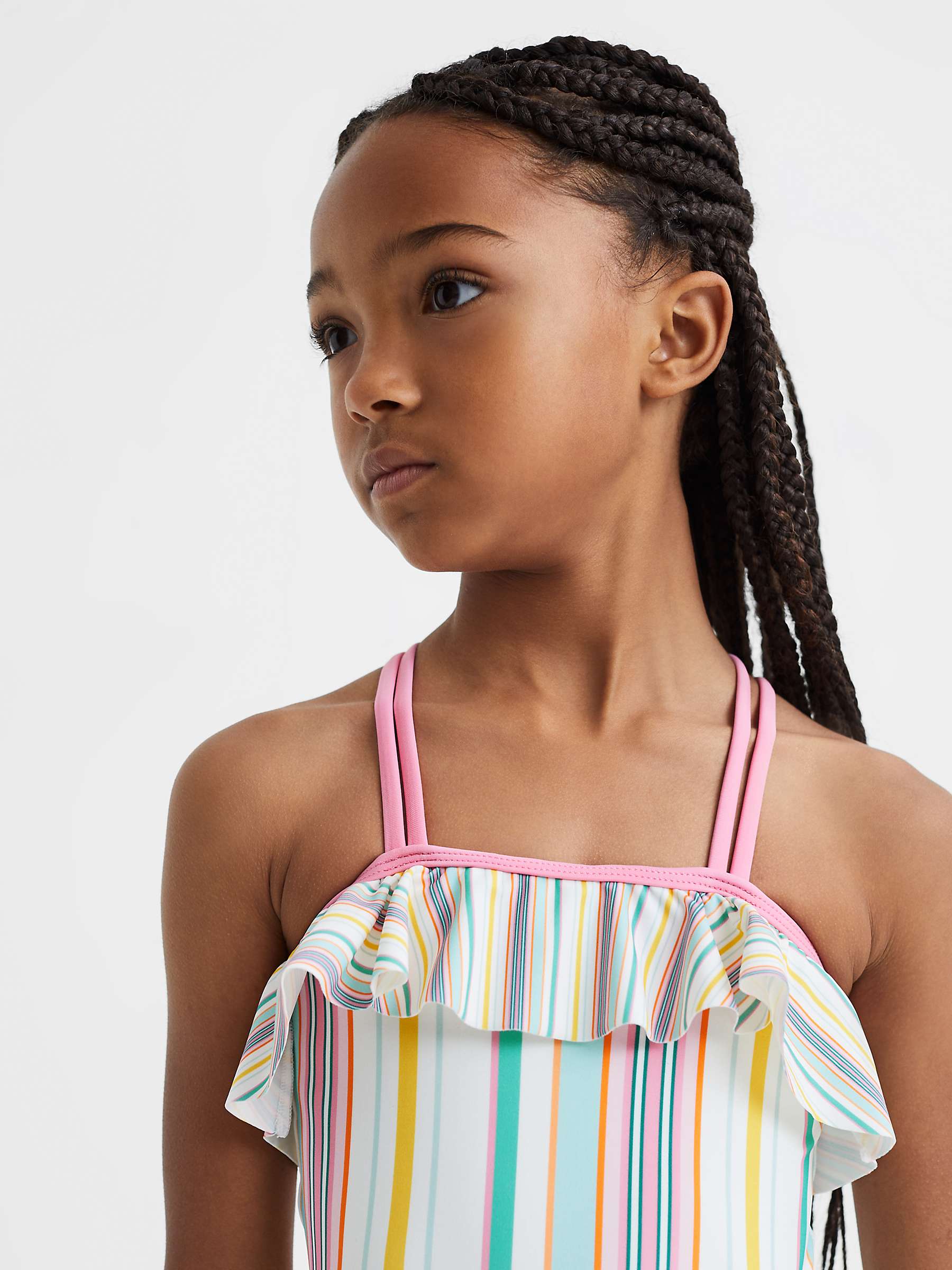 Buy Reiss Kids' Cora Stripe Ruffle Swimsuit, Multi Online at johnlewis.com