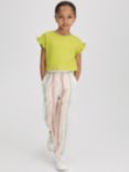 Reiss Kids' Saskia Ruffle Sleeve Cropped T-Shirt, Lime