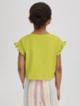 Reiss Kids' Saskia Ruffle Sleeve Cropped T-Shirt, Lime