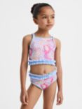 Reiss Kids' Lyla Floral Ruffle Bikini, Pink/Multi