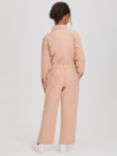 Reiss Kids' Penelope Zip Detail Denim Jumpsuit, Pink