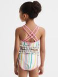 Reiss Kids' Amelia Stripe Ruffle Sun Safe Swim Set, Multi