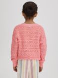 Reiss Kids' Isobel Crochet Knit Jumper, Pink
