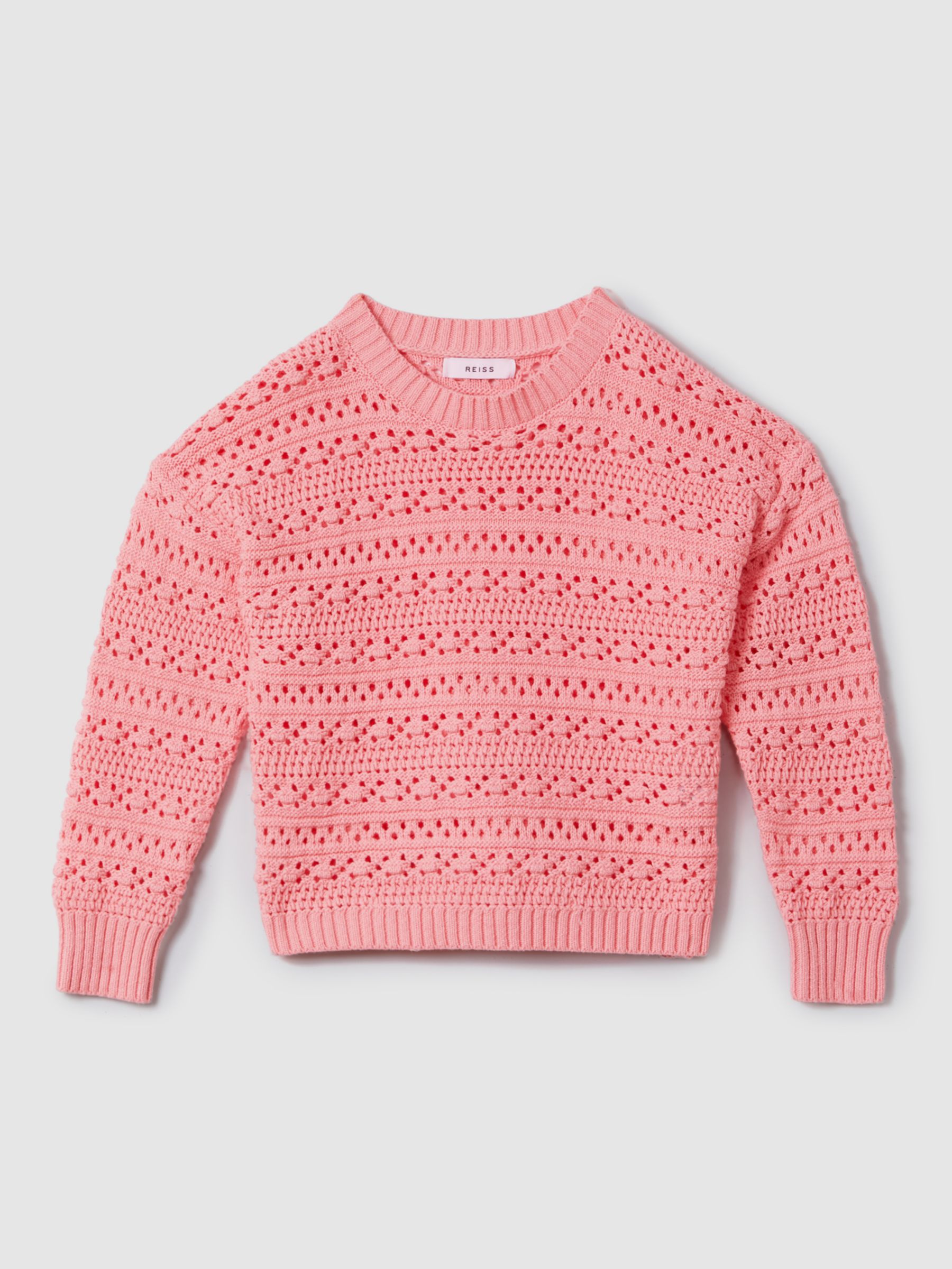 Buy Reiss Kids' Isobel Crochet Knit Jumper, Pink Online at johnlewis.com