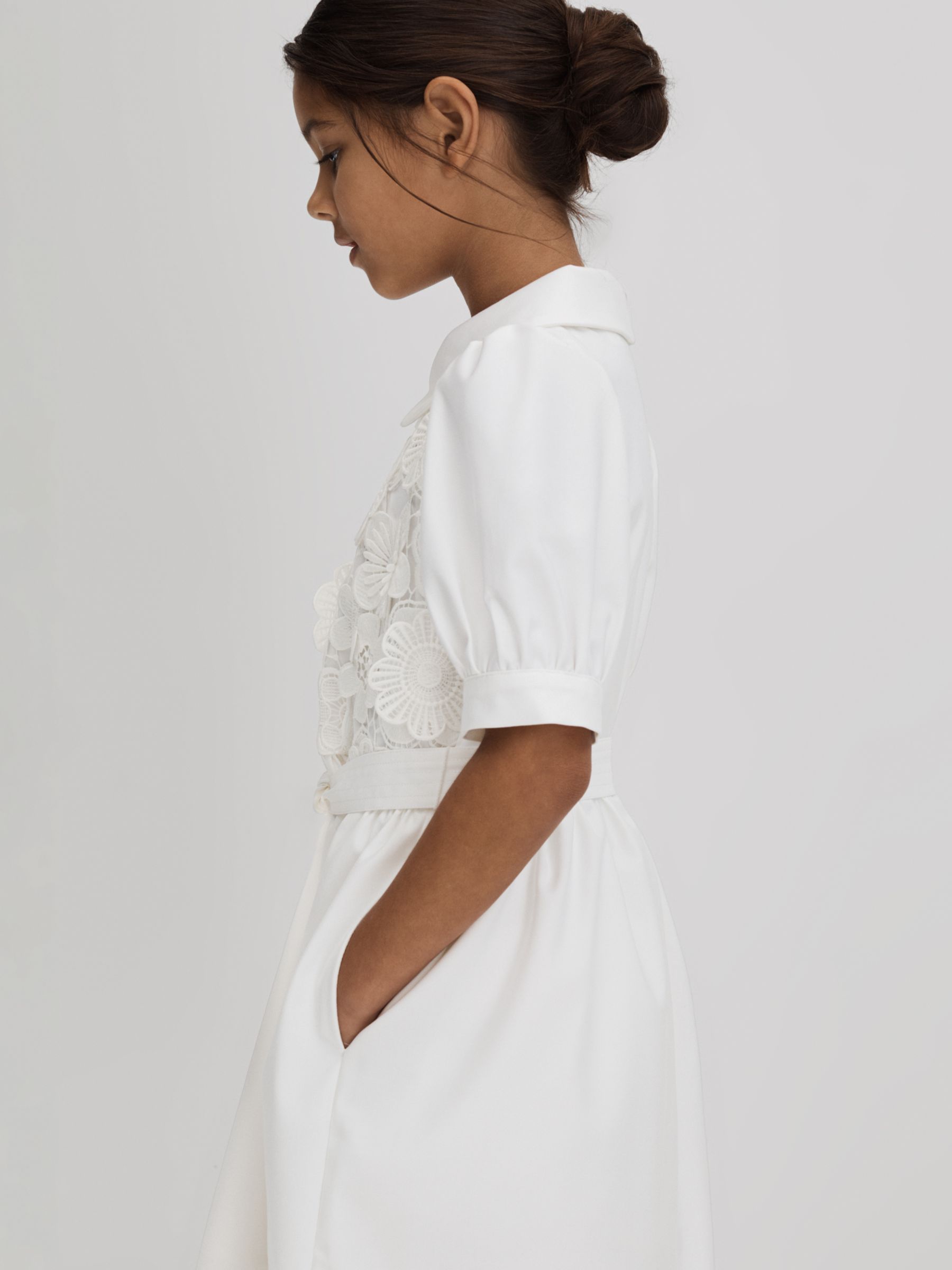 Buy Reiss Kids' Dannie Floral Embroidered Collard Dress, White Online at johnlewis.com