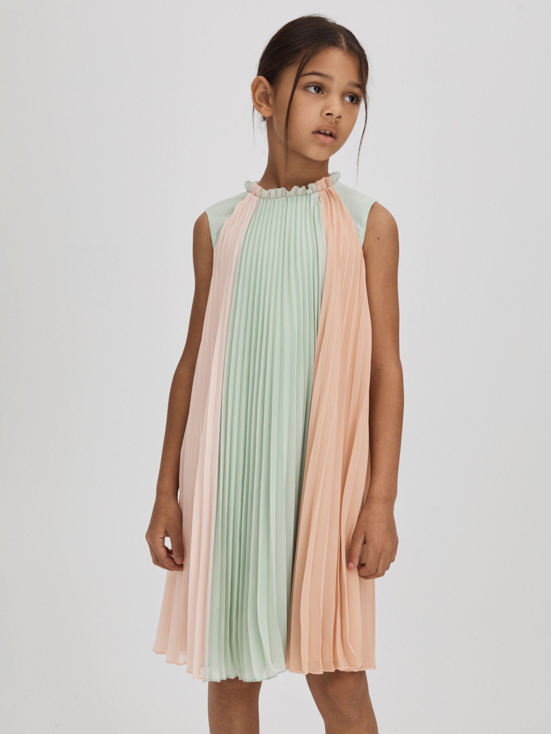 Buy Reiss Kids' Pixie Ruffle Pleated Dress, Pink/Multi Online at johnlewis.com