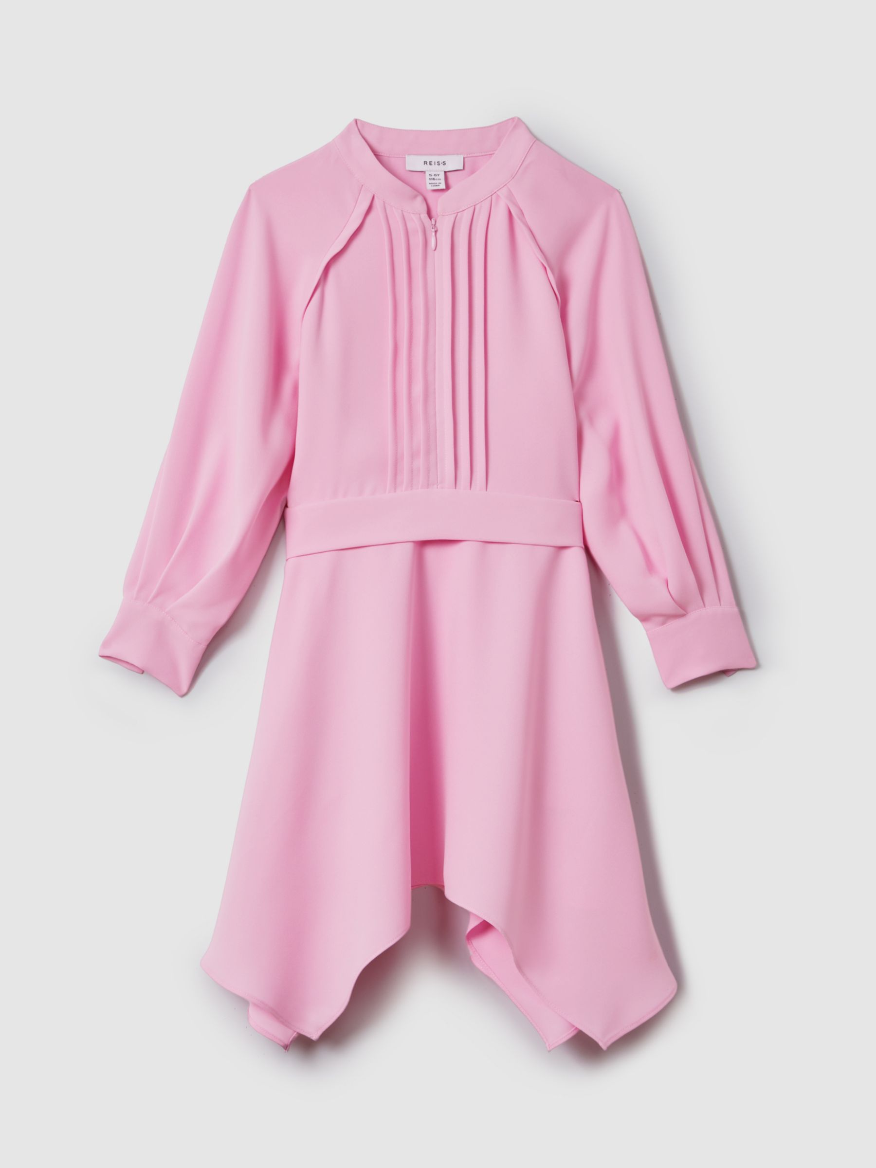 Reiss Kids' Erica Zip Front Asymmetric Dress, Pink, 11-12Y