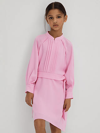 Reiss Kids' Erica Zip Front Asymmetric Dress, Pink
