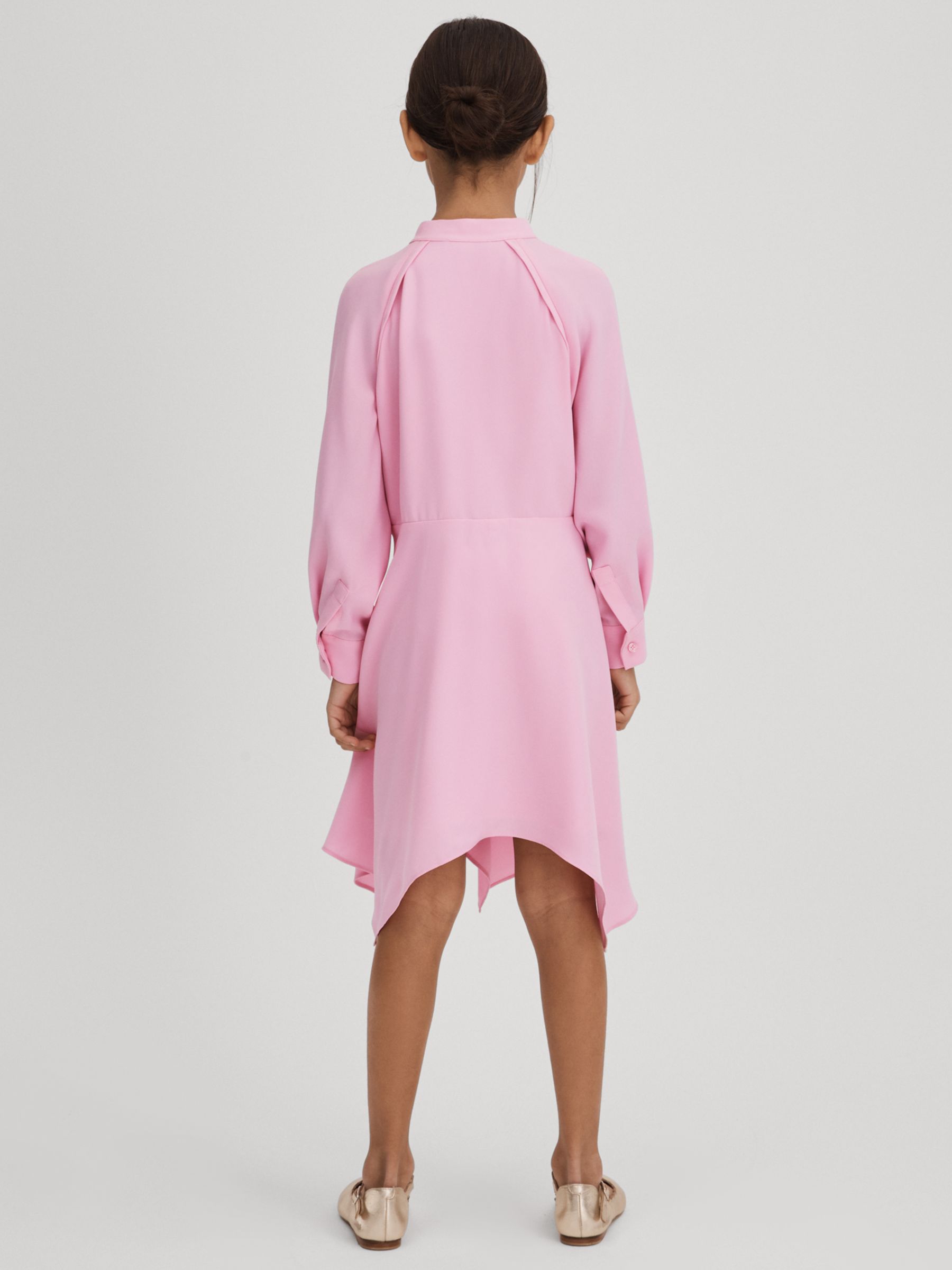 Reiss Kids' Erica Zip Front Asymmetric Dress, Pink, 11-12Y
