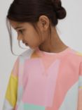 Reiss Kids' Jessie Abstract Print Sweatshirt & Shorts Set, Multi