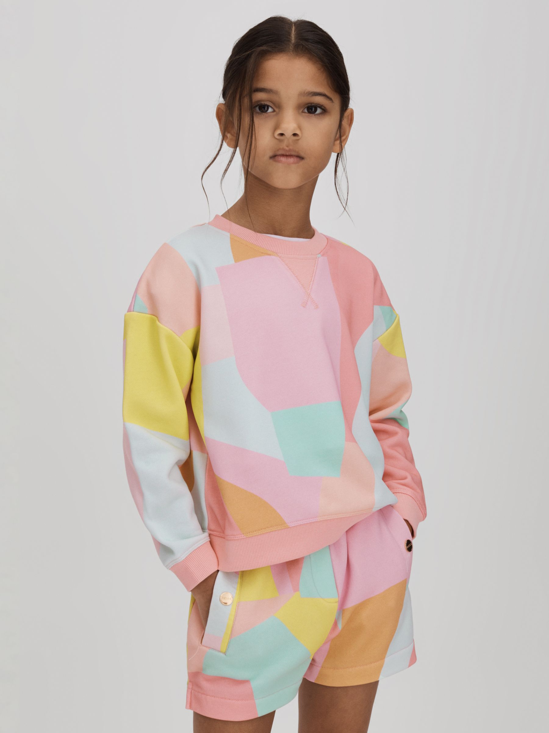 Buy Reiss Kids' Jessie Abstract Print Sweatshirt & Shorts Set, Multi Online at johnlewis.com