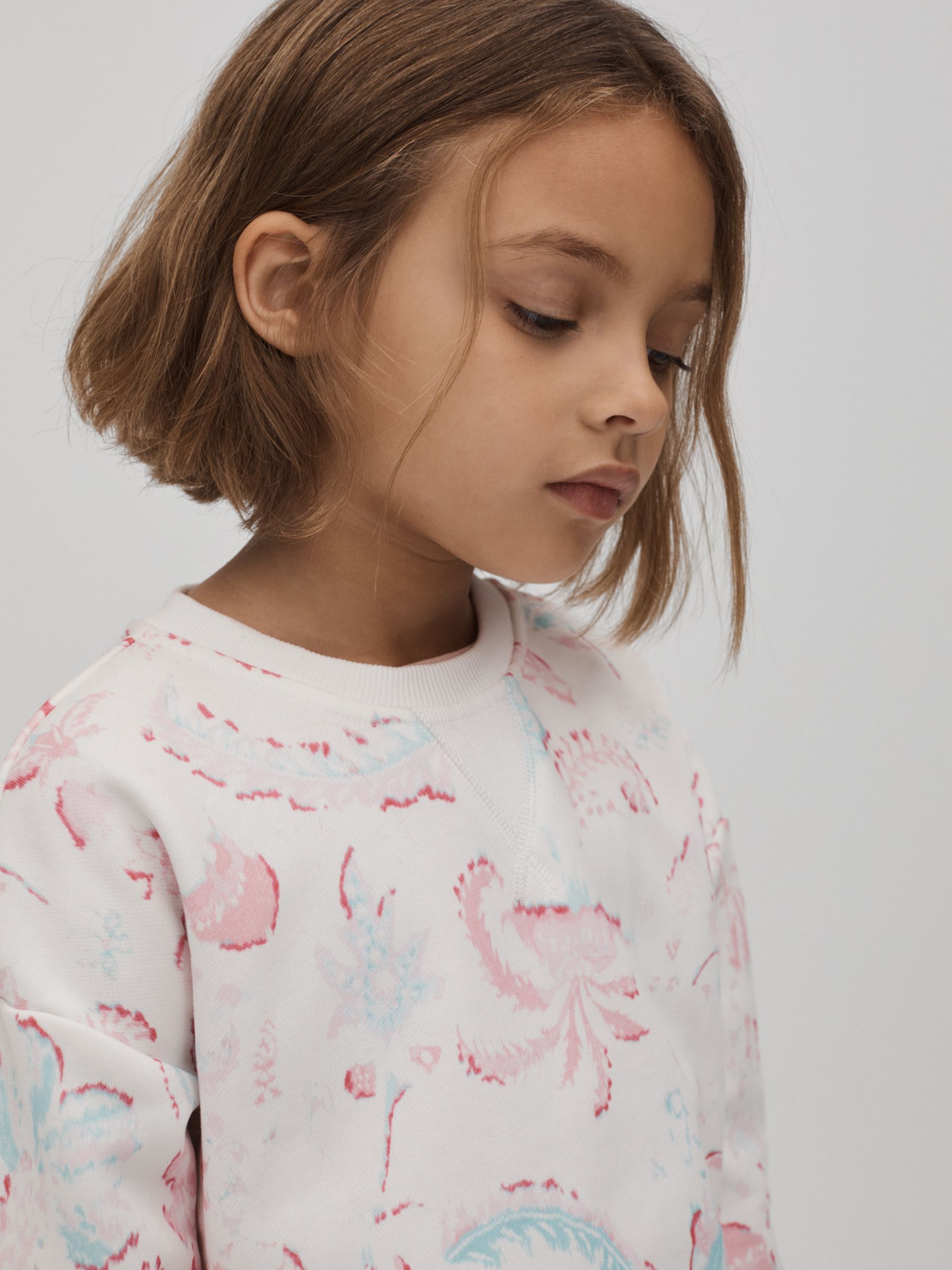 Buy Reiss Kids' Jessie Floral Print Sweatshirt & Shorts Set, Pink/Multi Online at johnlewis.com