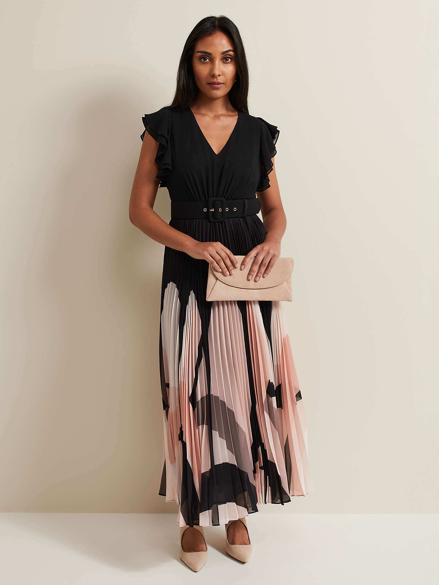 Buy Phase Eight Collection 8 Petite Isla Pleated Maxi Dress, Black/Multi Online at johnlewis.com