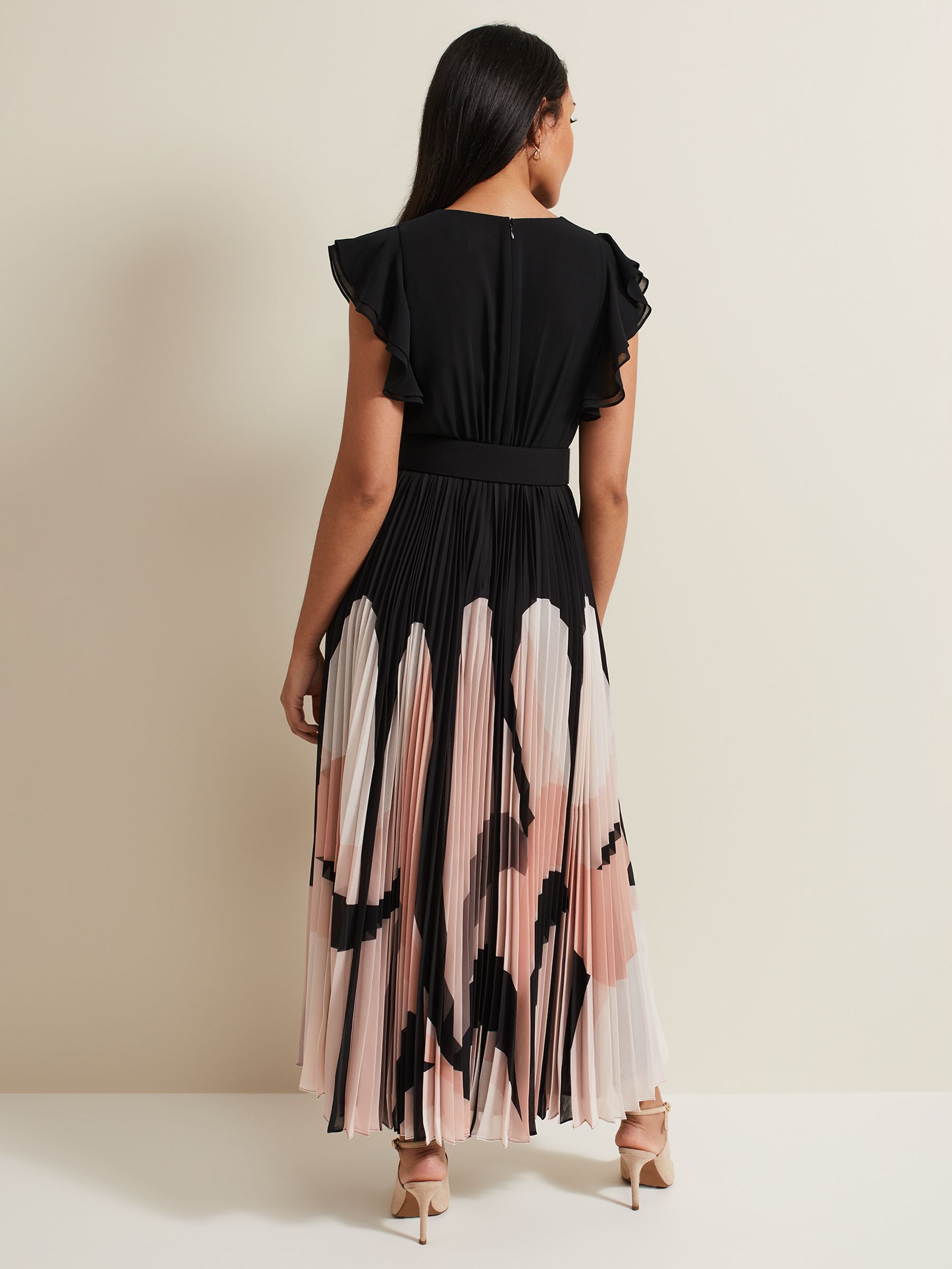 Buy Phase Eight Collection 8 Petite Isla Pleated Maxi Dress, Black/Multi Online at johnlewis.com
