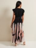 Phase Eight Collection 8 Petite Isla Pleated Maxi Dress, Black/Multi, Black/Multi