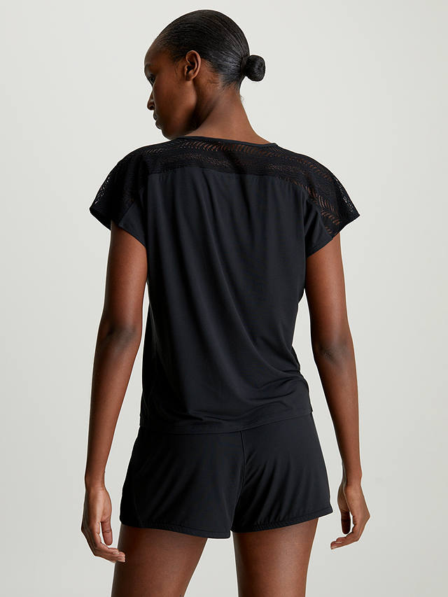 Calvin Klein Lace Detail Pyjama Top, Black