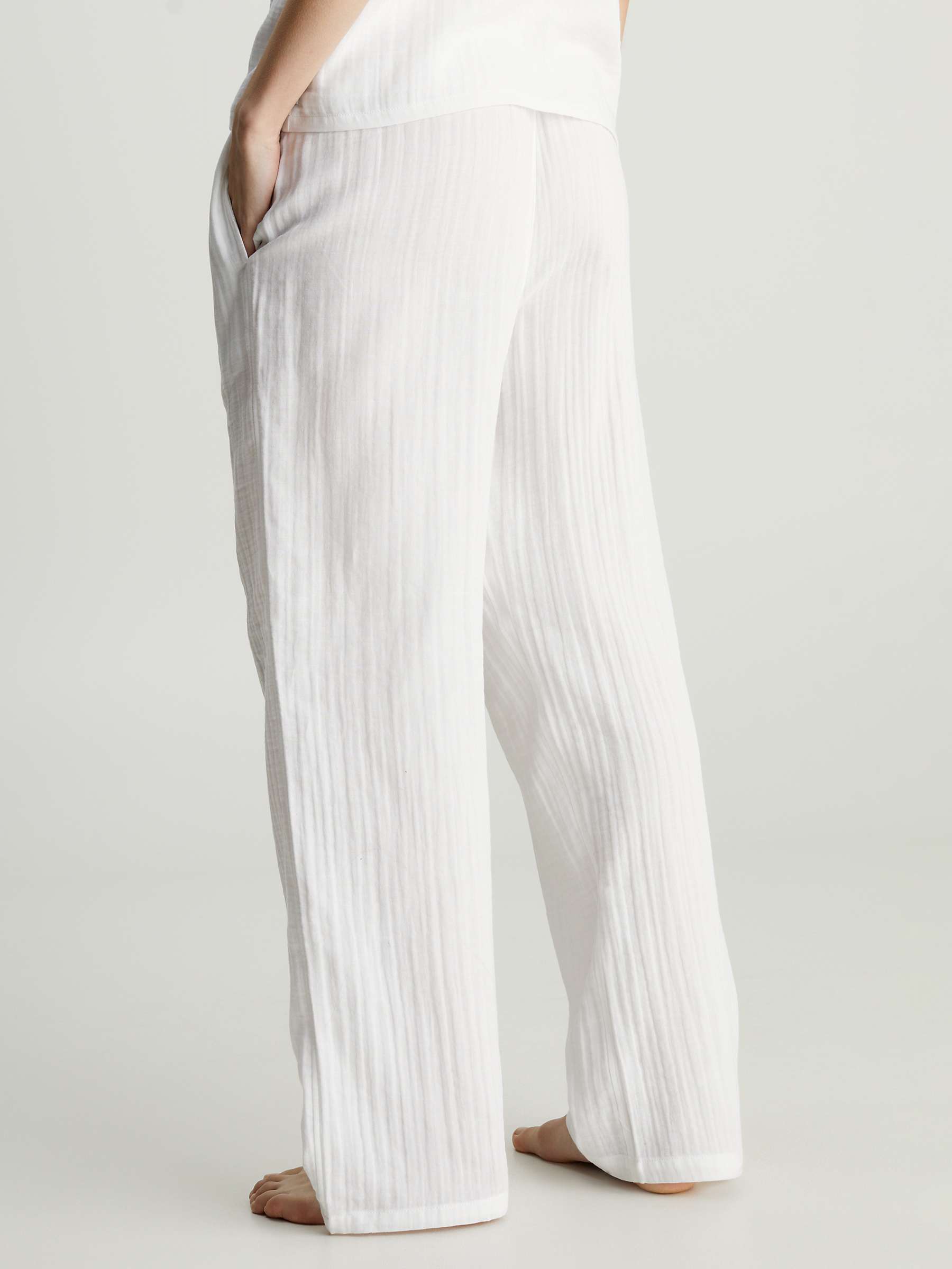 Buy Calvin Klein Textured Cotton Pyjama Bottoms, White Online at johnlewis.com