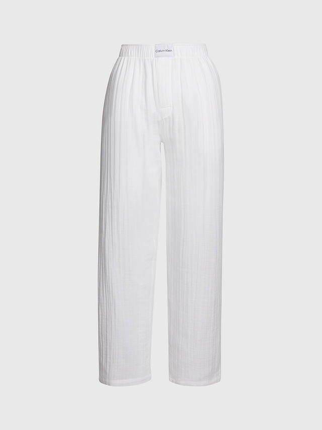 Calvin Klein Textured Cotton Pyjama Bottoms, White