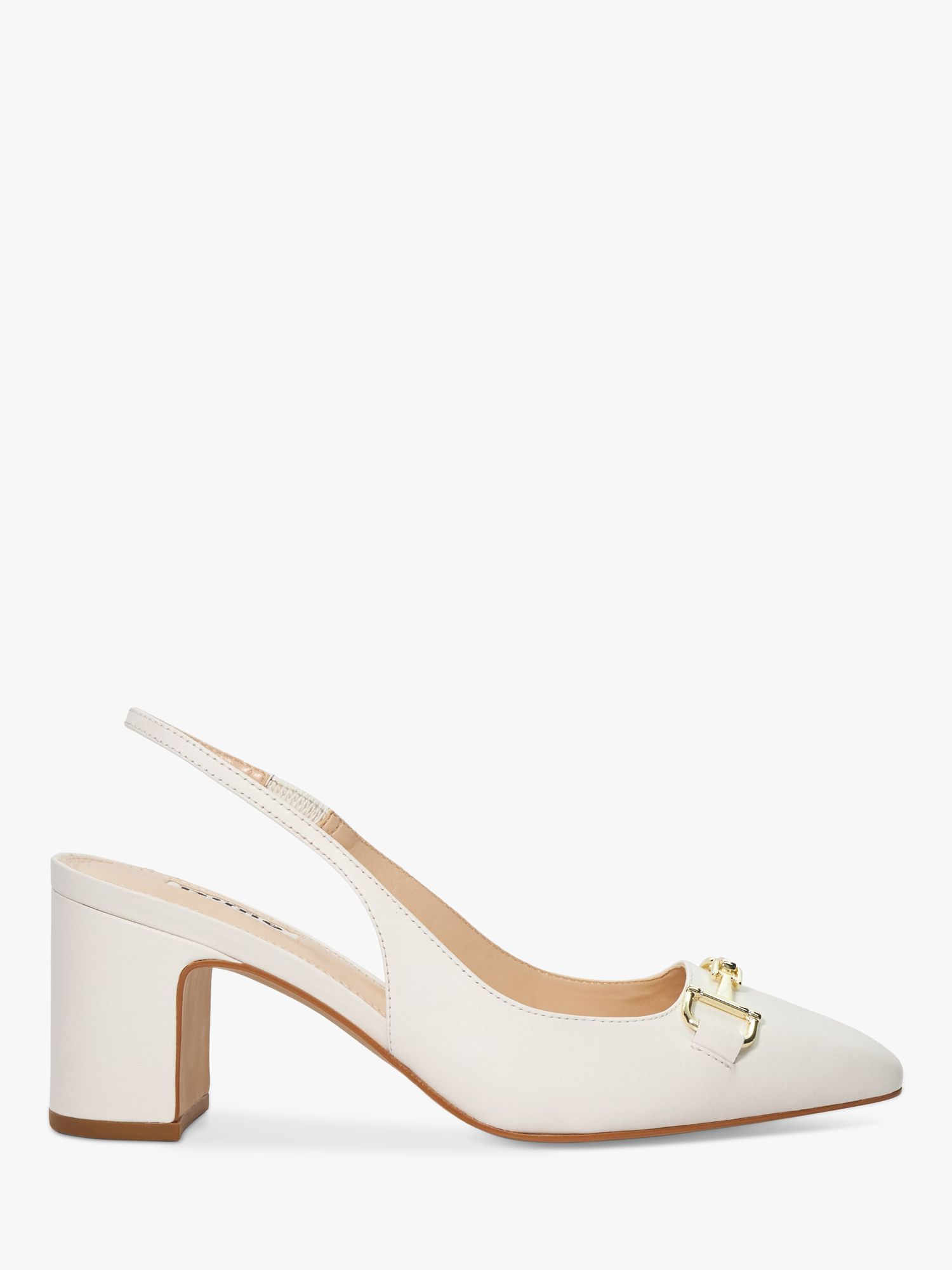 Dune Detailed Leather Block Heel Shoes, White