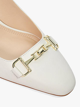 Dune Detailed Leather Block Heel Shoes, White