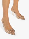 Dune Calenna Brooch Detail Slingback Court Shoes, Rose Gold