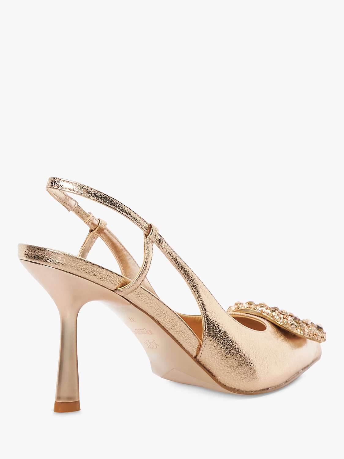 Buy Dune Calenna Brooch Detail Slingback Court Shoes, Rose Gold Online at johnlewis.com