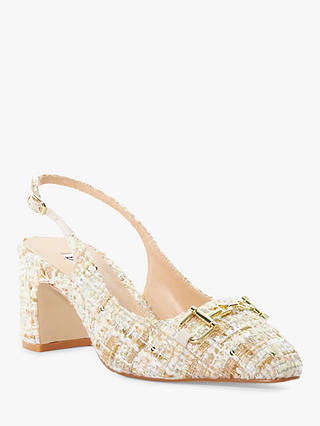 Dune Choices Boucle Block Heel Slingback Shoes, Pastel Pink