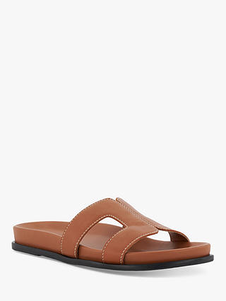 Dune Wide Fit Loupa Leather Sandals, Tan