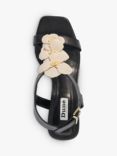 Dune Mastered Floral Embellishment High Heel Leather Sandals, Black
