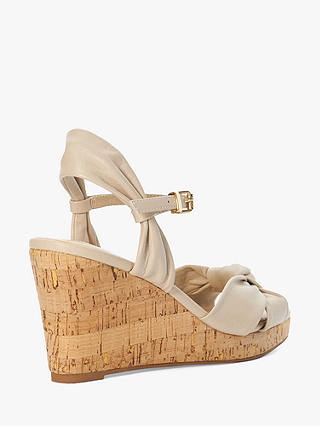 Dune Kaino Leather Knotted Wedge Sandals, Ecru