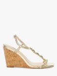 Dune Multimillions Embellished Cork Wedge Sandals, Gold