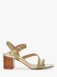 Dune Jelen Fabric Block Heel Sandals, Gold