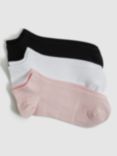 Reiss Callie Trainer Socks, Pack of 3, Black/Blush/White