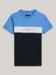 Tommy Hilfiger Kids' Adaptive Logo Cotton T-Shirt, Blue Spell