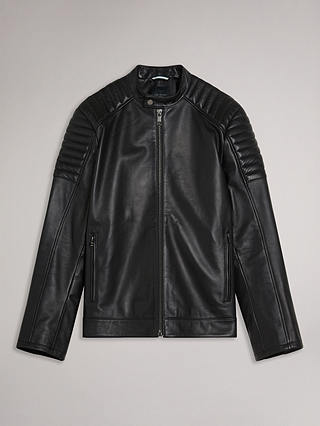 Ted Baker Racer Leather Jacket, Black