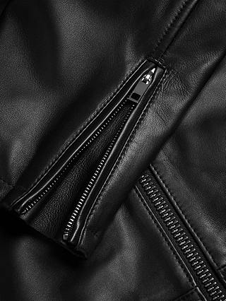 Ted Baker Racer Leather Jacket, Black