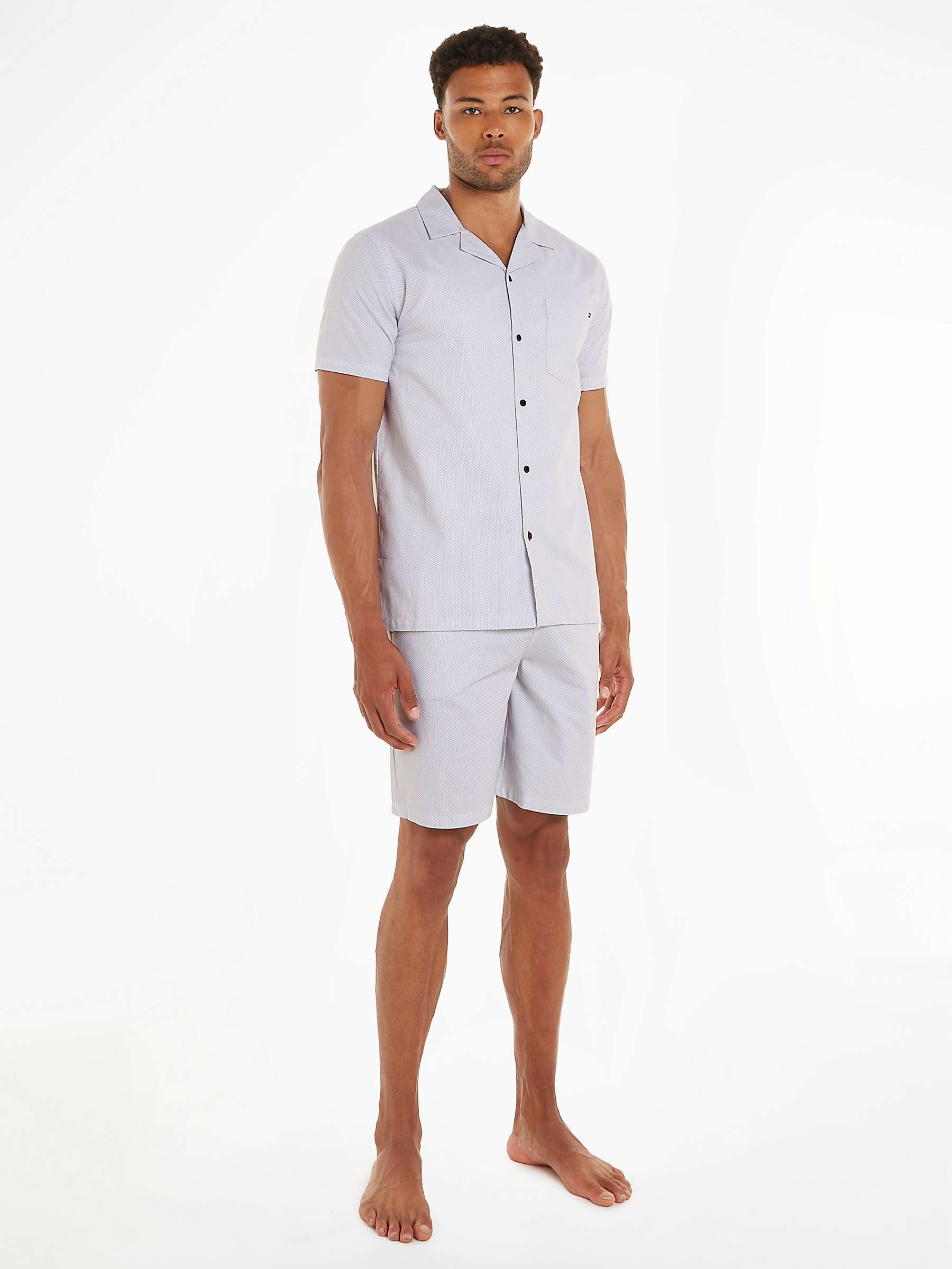 Buy Tommy Hilfiger Dashed Jacquard Organic Cotton Shorts Pyjama Set, Grey Online at johnlewis.com